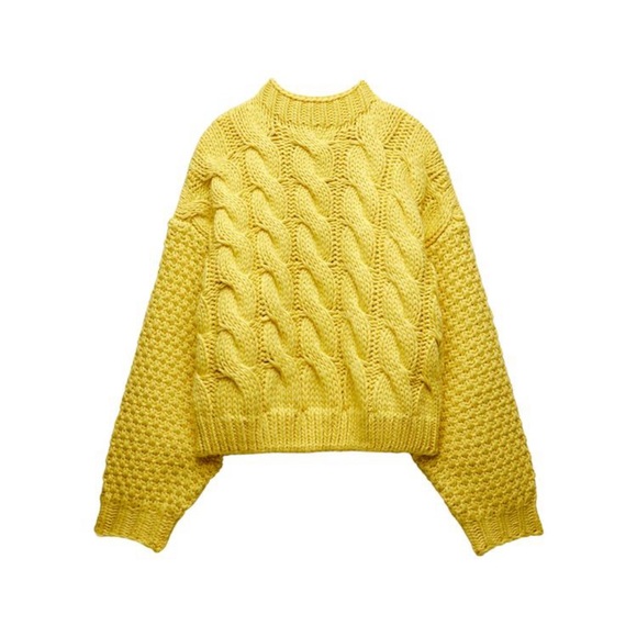Zara Yellow Cable-knit Sweater - Picture 4 of 4